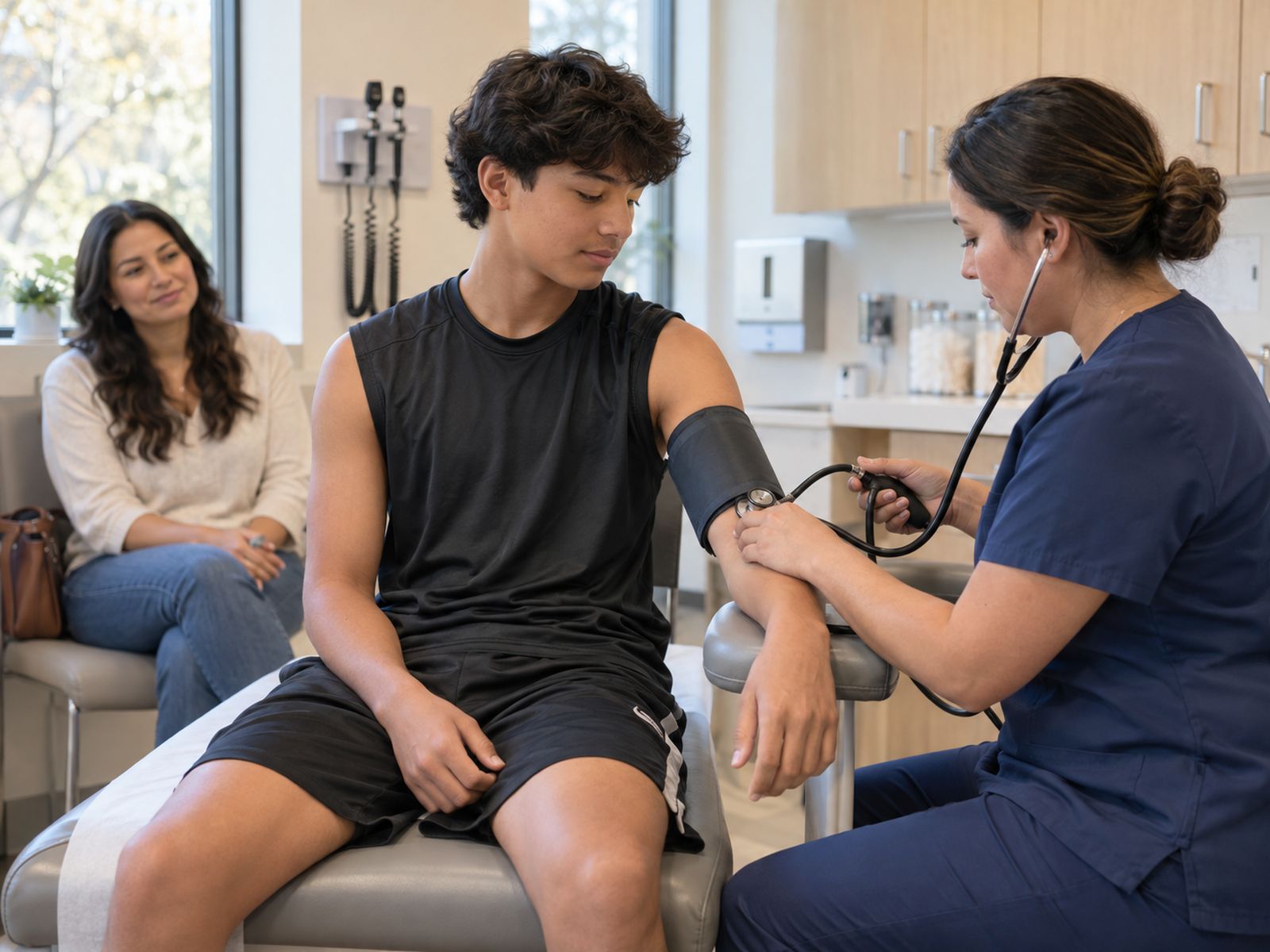A teenager at a sports physical