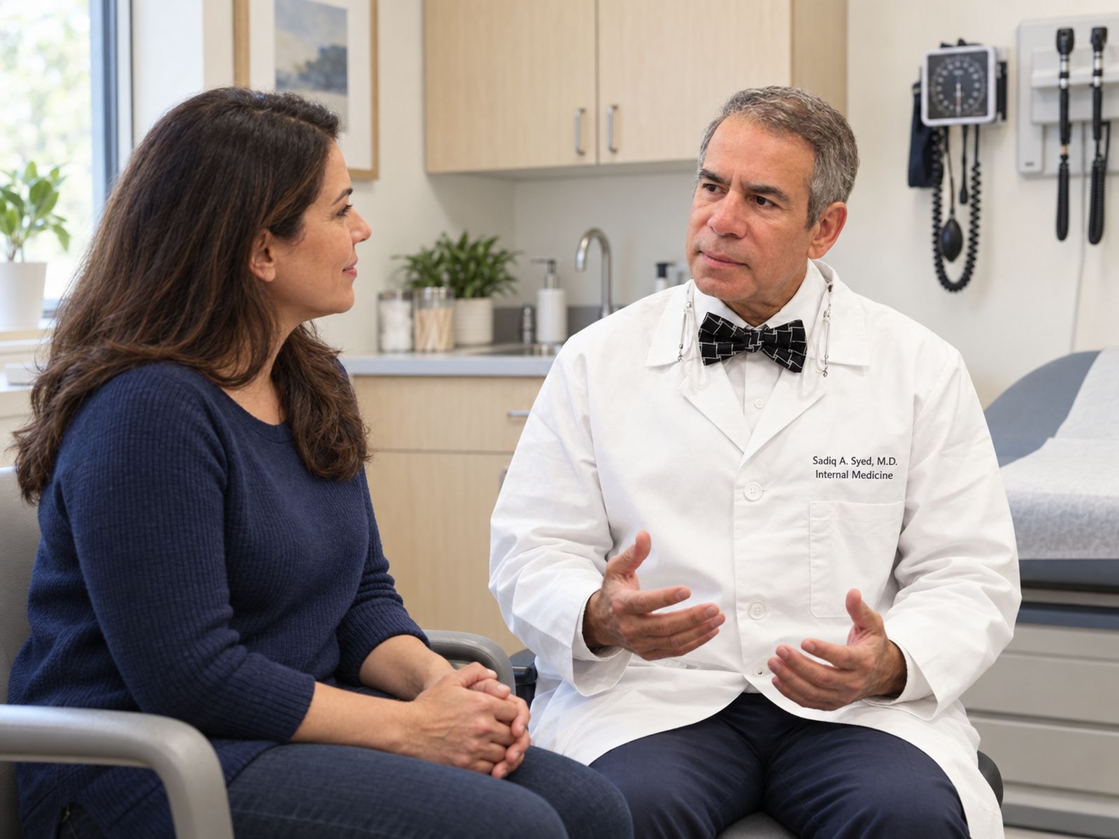 A woman talking with her doctor